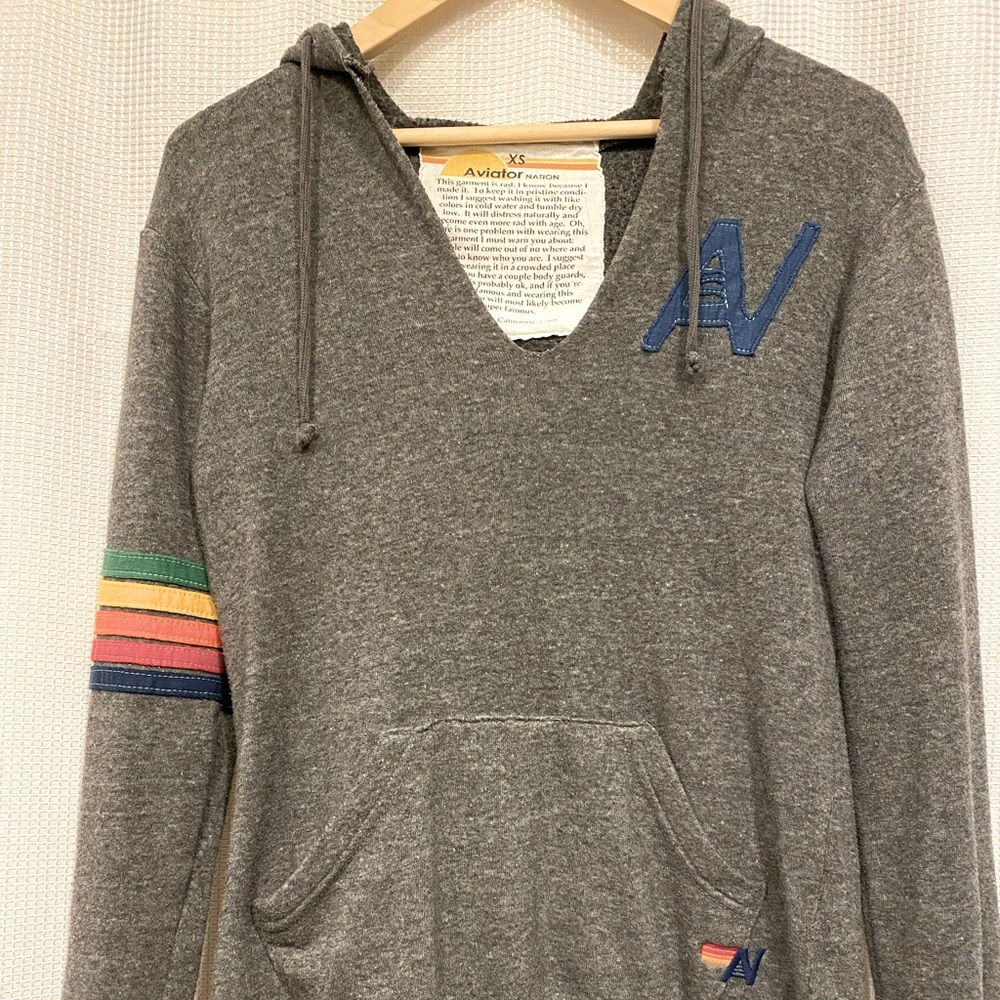 XS Aviator Nation Classic Split Neck Pullover Hoodie